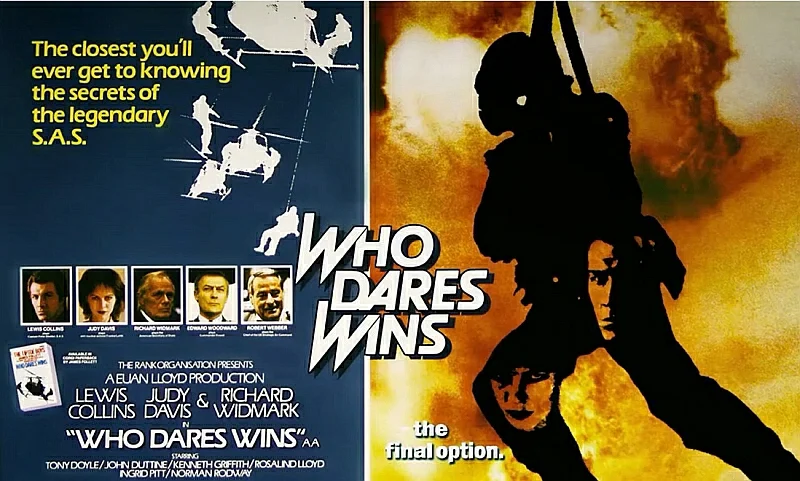 Photo of the movie poster for Who Dares Wins. 
