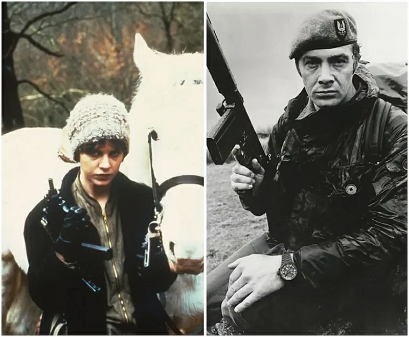 Photo of Judy Davis as Frankie Leith with Lewis Collins as Captain Peter Skellen from Who Dares Wins. 
